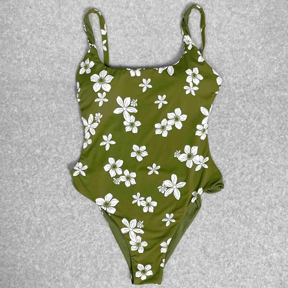 Roxy Olive Green Floral One Piece Swimsuit